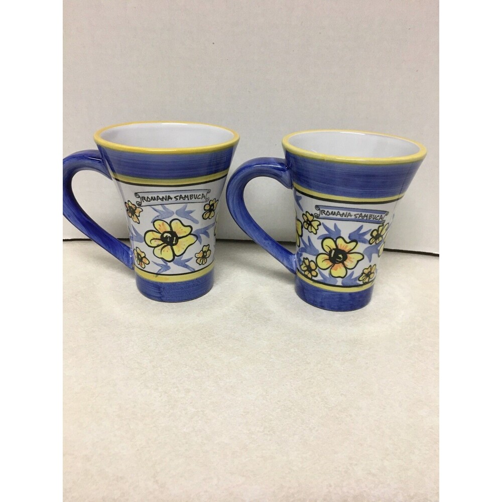 2 Romana Sambuca Cappuccino Espresso Coffee Floral Ceramic 8 oz  Mugs